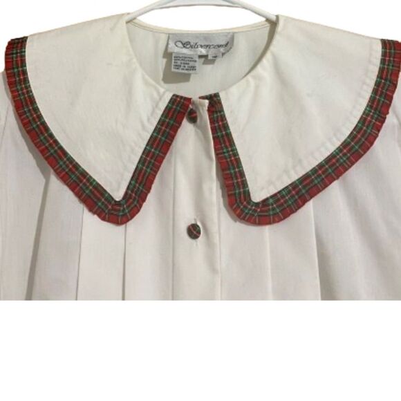 Rare & Collectible WOMEN’s WHITE BUTTON DOWN w/ RED MULTI CHECK TRIM SHIRT Sz-10 - Picture 2 of 8